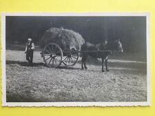 Old postcard PHOTO FRANCE HORSE CARRETTE HAY