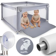Malplay parc pour bébé Aire de jeux intérieure Piscine 120*120cm Gris 