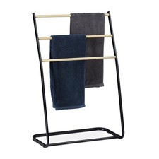  noir Porte pieds échelle escalier 3 barres métal bois support serviette bain...