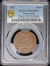 1592 Netherlands Jeton Dugn-3306 Dordrecht PCGS MS62BN