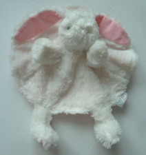 J6. DOUDOU PLAT MARIONNETTE LAPIN TOM ET ZOE  blanc rose patte rond ETAT NEUF *