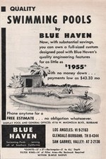 Blue Haven Quality Swimming Pools Los Angeles California 1972 Vtg Mag Print Ad