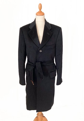 Manteau long noir ceinturé - long,