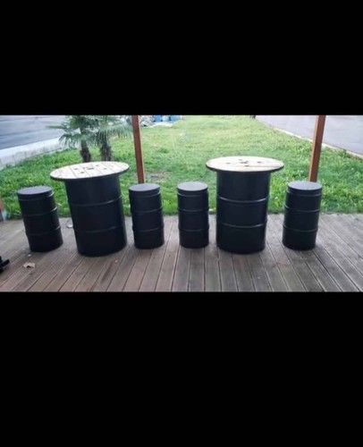 Lot table fût bidon