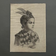 Dessin fusain demoiselle au