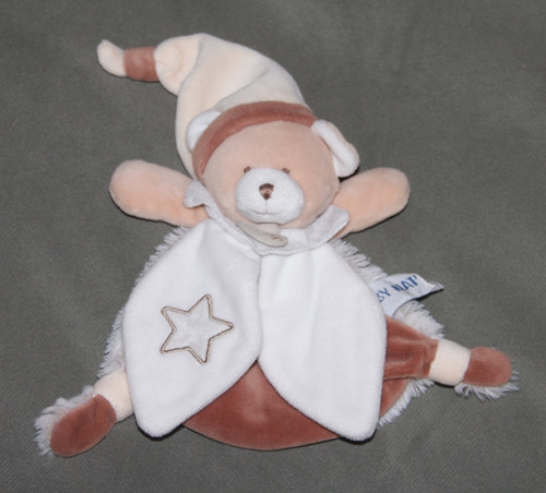 Doudou ours plat blanc - ours, beige