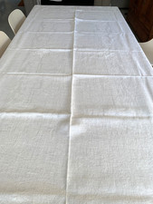 Grande Nappe Ancienne et 10 serviettes Coton Brodé Main 217 x 152
