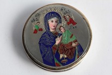 Antique Virgin and Child Religion Champleveve Enamel Host Custodian (55855)