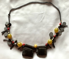 ANTIQUE BERBER/TOUAREG LEATHER AMULET NECKLACE TRADITIONAL ETHNIC JEWEL