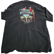 TOMMY BAHAMA MENS TIME TO GET LIT HAWAIIAN CAMP BLACK HOLIDAY SILK SHIRT 2XL XXL
