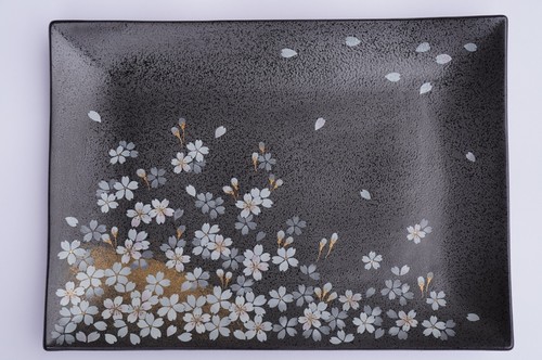 Rare assiette rectangulaire - , en