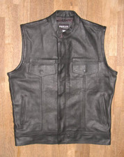 Paulgos - Homme- Gilet en Cuir/ Motard- Noir M Env. Taille 48