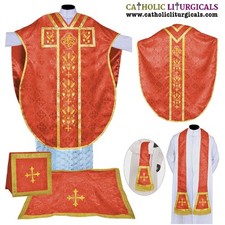 Nouveau vêtement rouge chasuble, style St. Philip Neri et ensemble de masse...