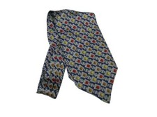 Foulard En Soie Bleu Pour Homme Ascot À Motif Fantaisie Made In Italy