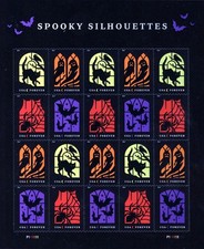 Unused USPS Postage Stamps 2019 "Spooky Silhouettes" Halloween Sheet 20  5420-23