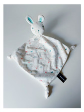 Doudou Plat Lapin Blanc Rayé