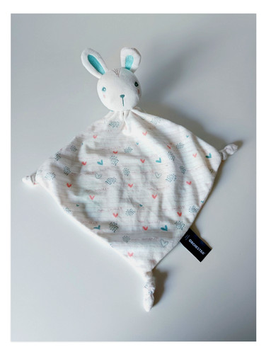 Doudou plat lapin - lapin, blanc