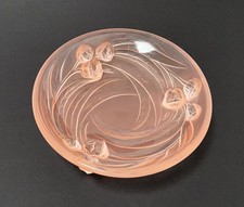 ETLING EUCALYPTUS FROSTED FRENCH PINK GLASS BOWL ART DECO GUM LEAVES NUTS