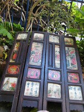 CHINESE TABLE SCREEN XIX ALABASTER PAINTINGS - XIX CHINESE TABLE SCREEN 