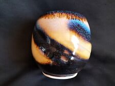 Joli vase boule en grès porcelaine émaillé à belles couleurs nuancées /Signé XXe