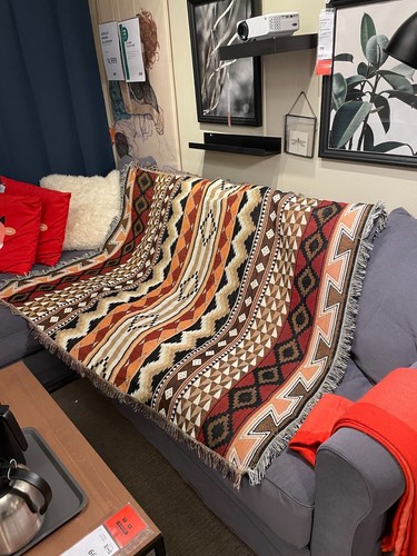 Brown geometric blanket throw - brown,