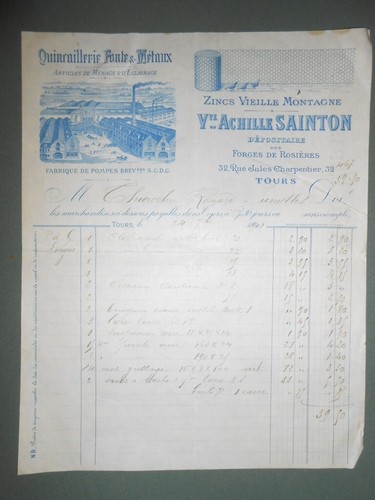 Ancienne facture achille - ancienne,