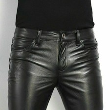 Men's Tight Leather Pants 80s Punk Rock Skinny Motorcycle Gothic Biker Trouser?