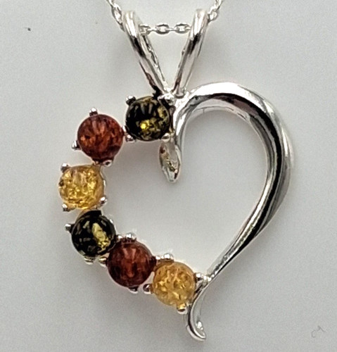 Ambre pendentif cœur 925 - pendentif,