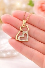collier pendentif chat coeur