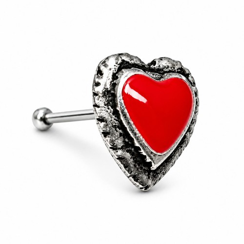Piercing nez clou coeur rouge