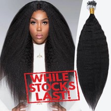 300G Thick Micro Loop Ring Nano Remy Human Hair Extensions Yaki Straight Black