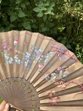Fan circa 1900 & Painting on Silk & Art Nouveau & Birds & Flowers