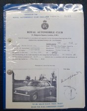 HILLMAN MINX Singer Gazelle FIA RAC RACE Specification Registration Form 1967