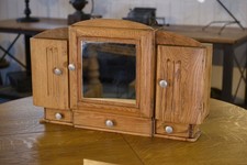 Solid Oak Pharmacy Cabinet 1950 - 1960's
