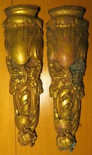 Antique BRONZE FURNITURE FOOT TRIM ACANTHUS RIBBON LAURELS TASSELS H: 18 cm