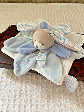 DOUDOU ET COMPANIE Lovey Security Blue Rabbit Flower Petals Paris Tags Sewn Eyes