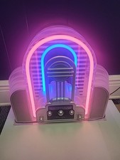 Vintage Cicena Marilyn Radio Large Neon Am/Fm Pink Blue Tabletop Jukebox