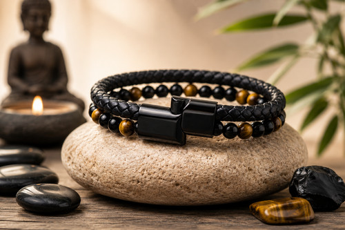 Bracelet double rang cuir - rang, :