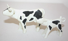 PLAYMOBIL 3716 VACHE TACHETEE BLANCHE ET NOIRE AVEC VEAU POUR FERME VINTAGE