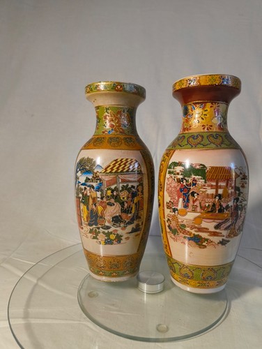 Paire vases satsuma anciens - vases,