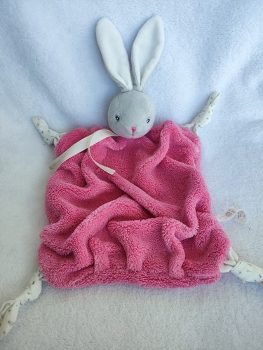 Doudou plat carré lapin - doudou, gris