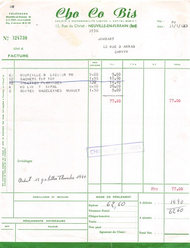 1963 facture cho - ,
