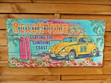 Tableau Décoration murale ,Beach time , Vw coccinelle ,neuf,60x30cm, idée cadeau