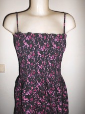 LEGERE ROBE H&M NOIR MOTIF FLEURI ROSE MAUVE CORAIL FINE BRETELLE T:S/M