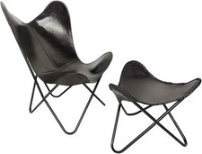 Chaise Papillon En Cuir Noir