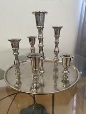 Centre De Table Style Nagel Métal Argenté Année 70 Bougeoirs