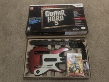 Guitar Hero 5 (Nintendo Wii, 2009) Game Guitar Bundle Complete CIB - Tested