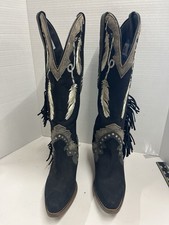 Dingo Dream Catcher Black Leather Cowboy Boots Women’s Size 8.5 Buckaroo Western