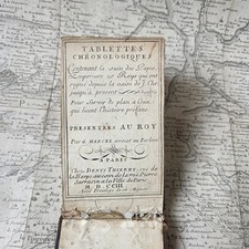 Rare Livre XVIIIè 1703 Tablettes Chronologiques Papes Empereurs Rois Par Marcel