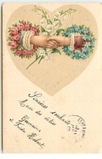 Embossed Card - Two Hands Standing in One Heart, with Mu Strands - 8294
